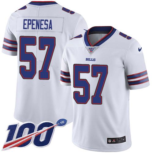 Nike Bills #57 A.J. Epenesas White Youth Stitched NFL 100th Season Vapor Untouchable Limited Jersey
