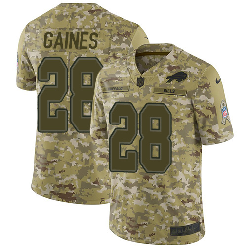 Nike Bills #28 E.J. Gaines Camo Youth Stitched NFL Limited 2018 Salute To Service Jersey