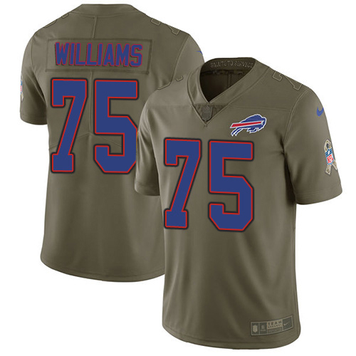 Nike Bills #75 Daryl Williams Olive Youth Stitched NFL Limited 2017 Salute To Service Jersey