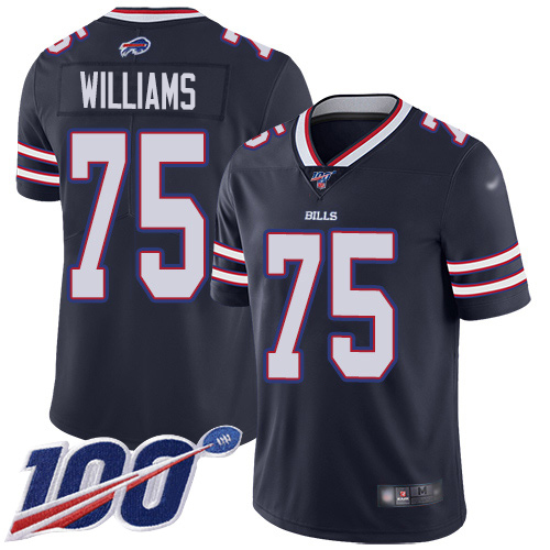 Nike Bills #75 Daryl Williams Navy Youth Stitched NFL Limited Inverted Legend 100th Season Jersey