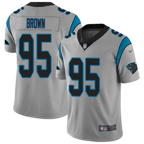 Nike Panthers #95 Derrick Brown Silver Youth Stitched NFL Limited Inverted Legend Jersey