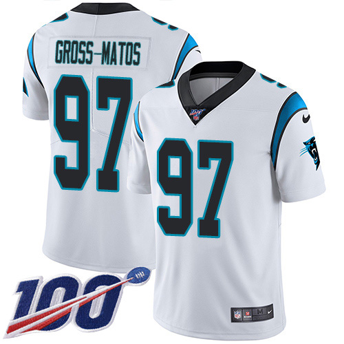 Nike Panthers #97 Yetur Gross-Matos White Youth Stitched NFL 100th Season Vapor Untouchable Limited Jersey