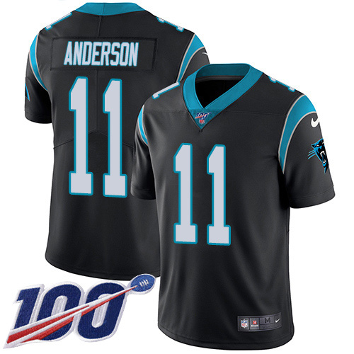 Nike Panthers #11 Robby Anderson Black Team Color Youth Stitched NFL 100th Season Vapor Untouchable Limited Jersey