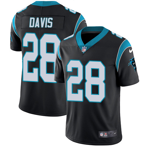 Nike Panthers #28 Mike Davis Black Team Color Youth Stitched NFL Vapor Untouchable Limited Jersey