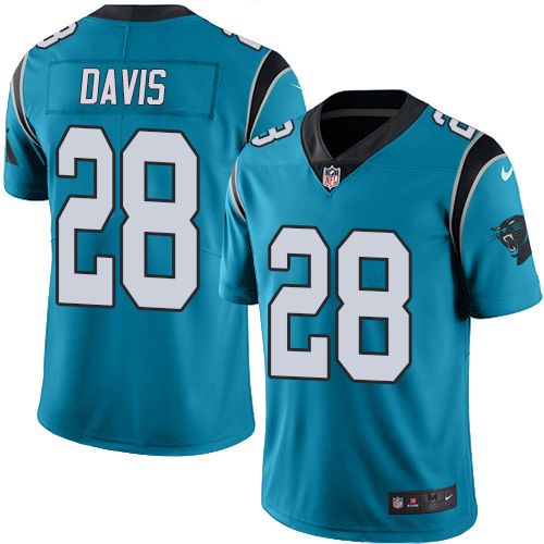 Nike Panthers #28 Mike Davis Blue Alternate Youth Stitched NFL Vapor Untouchable Limited Jersey