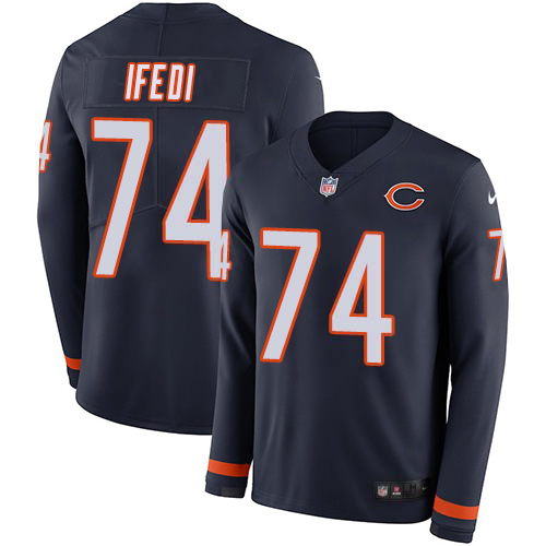 Nike Bears #74 Germain Ifedi Navy Blue Team Color Youth Stitched NFL Limited Therma Long Sleeve Jersey