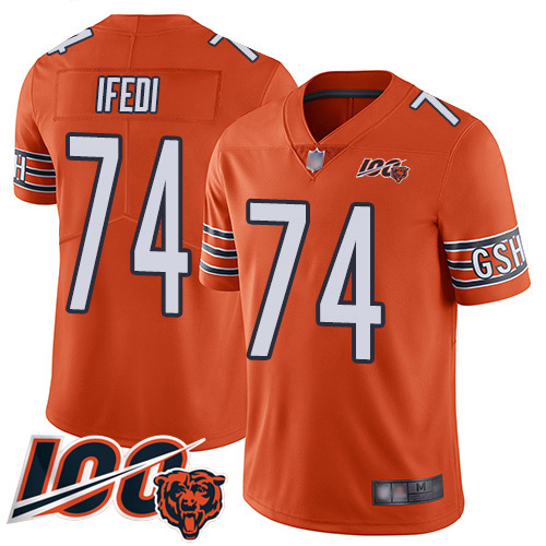 Nike Bears #74 Germain Ifedi Orange Youth Stitched NFL Limited Rush 100th Season Jersey