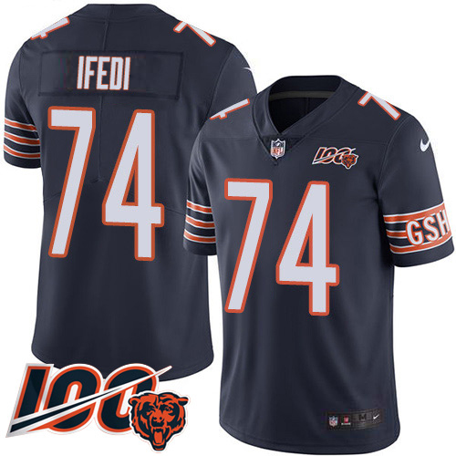 Nike Bears #74 Germain Ifedi Navy Blue Team Color Youth Stitched NFL 100th Season Vapor Untouchable Limited Jersey