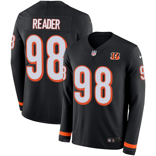 Nike Bengals #98 D.J. Reader Black Team Color Youth Stitched NFL Limited Therma Long Sleeve Jersey