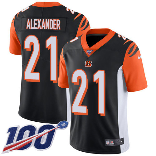 Nike Bengals #21 Mackensie Alexander Black Team Color Youth Stitched NFL 100th Season Vapor Untouchable Limited Jersey