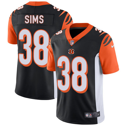 Nike Bengals #38 LeShaun Sims Black Team Color Youth Stitched NFL Vapor Untouchable Limited Jersey