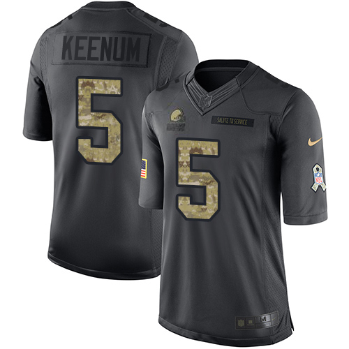Nike Browns #5 Case Keenum Black Youth Stitched NFL Limited 2016 Salute to Service Jersey