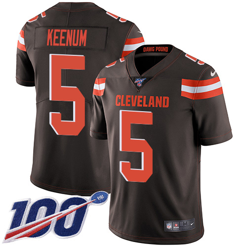 Nike Browns #5 Case Keenum Brown Team Color Youth Stitched NFL 100th Season Vapor Untouchable Limited Jersey