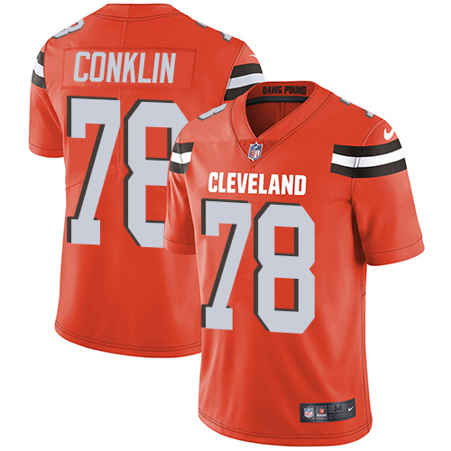 Nike Browns #78 Jack Conklin Orange Alternate Youth Stitched NFL Vapor Untouchable Limited Jersey