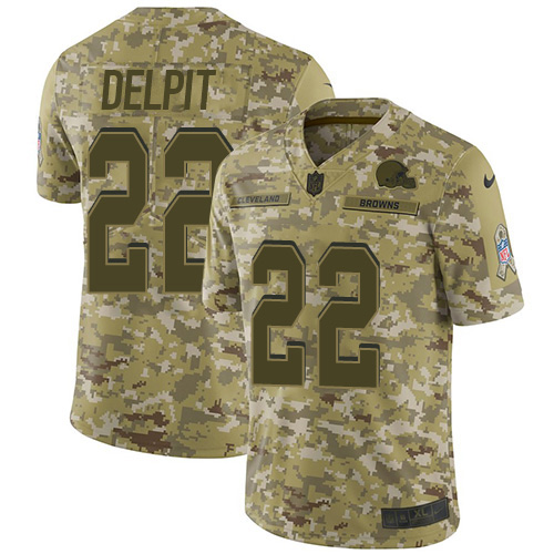 Nike Browns #22 Grant Delpit Camo Youth Stitched NFL Limited 2018 Salute To Service Jersey