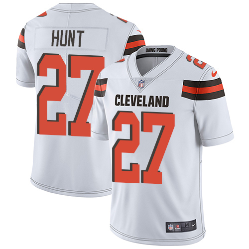Nike Browns #27 Kareem Hunt White Youth Stitched NFL Vapor Untouchable Limited Jersey