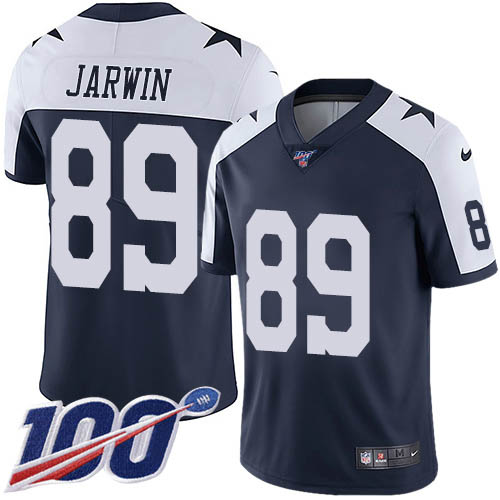 Nike Cowboys #89 Blake Jarwin Navy Blue Thanksgiving Youth Stitched NFL 100th Season Vapor Throwback Limited Jersey