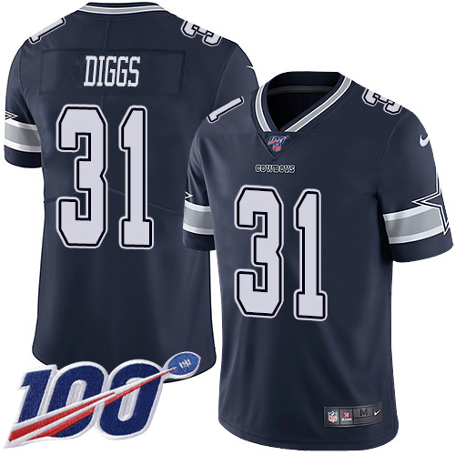 Nike Cowboys #31 Trevon Diggs Navy Blue Team Color Youth Stitched NFL 100th Season Vapor Untouchable Limited Jersey