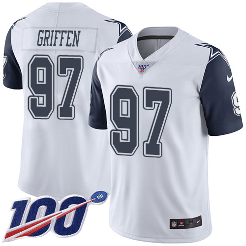 Nike Cowboys #97 Everson Griffen White Youth Stitched NFL Limited Rush 100th Season Jersey