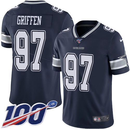 Nike Cowboys #97 Everson Griffen Navy Blue Team Color Youth Stitched NFL 100th Season Vapor Untouchable Limited Jersey