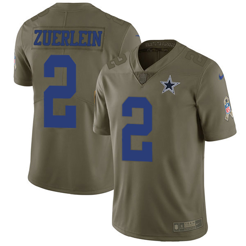Nike Cowboys #2 Greg Zuerlein Olive Youth Stitched NFL Limited 2017 Salute To Service Jersey