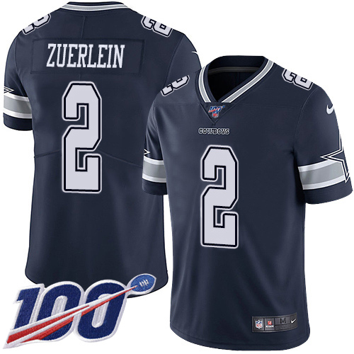 Nike Cowboys #2 Greg Zuerlein Navy Blue Team Color Youth Stitched NFL 100th Season Vapor Untouchable Limited Jersey
