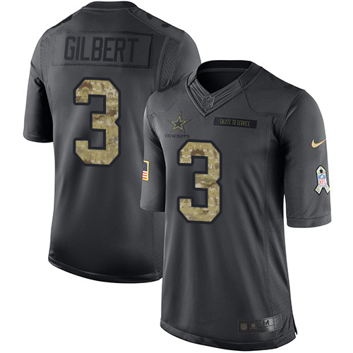 Nike Cowboys #3 Garrett Gilbert Black Youth Stitched NFL Limited 2016 Salute to Service Jersey