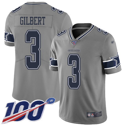 Nike Cowboys #3 Garrett Gilbert Gray Youth Stitched NFL Limited Inverted Legend 100th Season Jersey