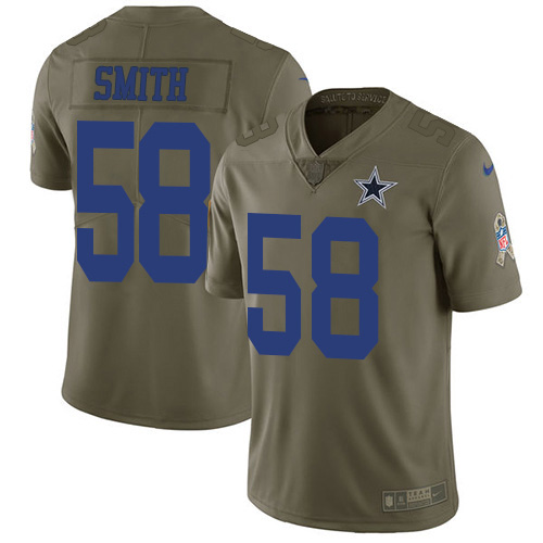 Nike Cowboys #58 Aldon Smith Olive Youth Stitched NFL Limited 2017 Salute To Service Jersey
