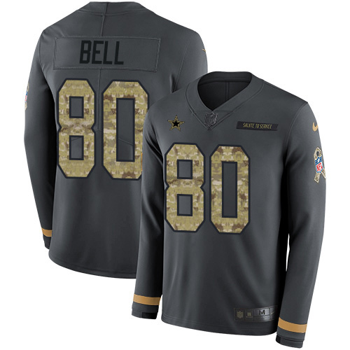 Nike Cowboys #80 Blake Bell Anthracite Salute to Service Youth Stitched NFL Limited Therma Long Sleeve Jersey