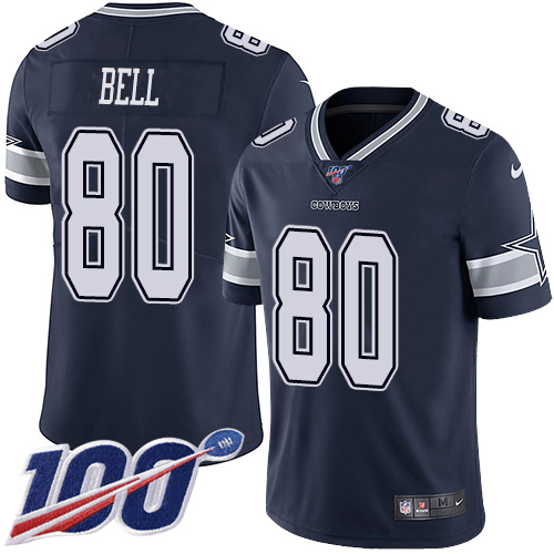 Nike Cowboys #80 Blake Bell Navy Blue Team Color Youth Stitched NFL 100th Season Vapor Untouchable Limited Jersey