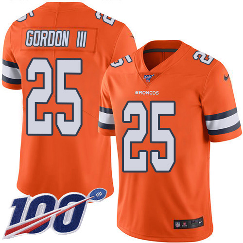 Nike Broncos #25 Melvin Gordon III Orange Youth Stitched NFL Limited Rush 100th Season Jersey