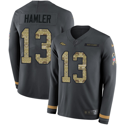 Nike Broncos #13 KJ Hamler Anthracite Salute to Service Youth Stitched NFL Limited Therma Long Sleeve Jersey