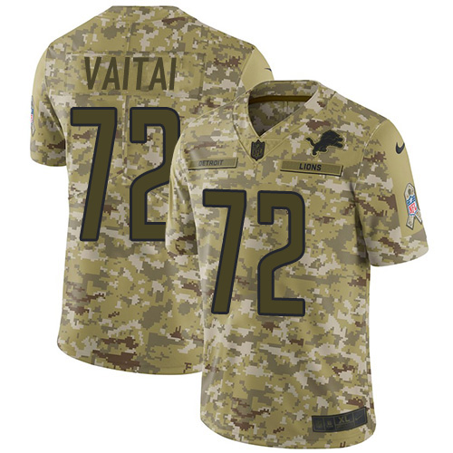 Nike Lions #72 Halapoulivaati Vaitai Camo Youth Stitched NFL Limited 2018 Salute To Service Jersey