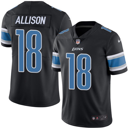 Nike Lions #18 Geronimo Allison Black Youth Stitched NFL Limited Rush Jersey