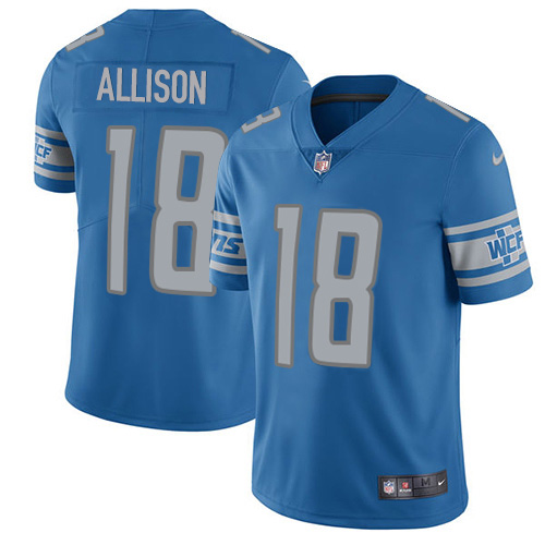 Nike Lions #18 Geronimo Allison Blue Team Color Youth Stitched NFL Vapor Untouchable Limited Jersey