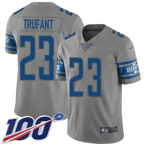 Nike Lions #23 Desmond Trufant Gray Youth Stitched NFL Limited Inverted Legend 100th Season Jersey