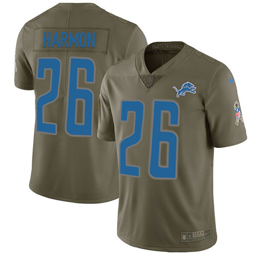 Nike Lions #26 Duron Harmon Olive Youth Stitched NFL Limited 2017 Salute To Service Jersey