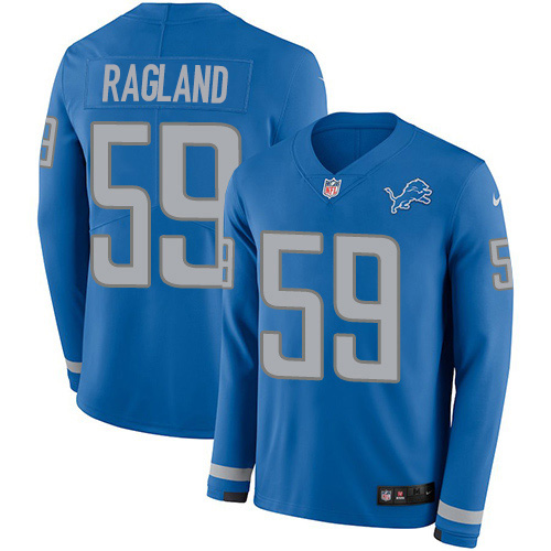 Nike Lions #59 Reggie Ragland Blue Team Color Youth Stitched NFL Limited Therma Long Sleeve Jersey