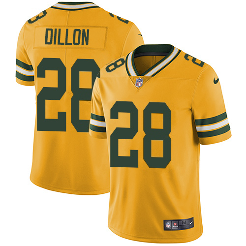 Nike Packers #28 AJ Dillon Yellow Youth Stitched NFL Limited Rush Jersey