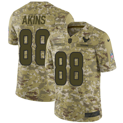 Nike Texans #88 Jordan Akins Camo Youth Stitched NFL Limited 2018 Salute To Service Jersey