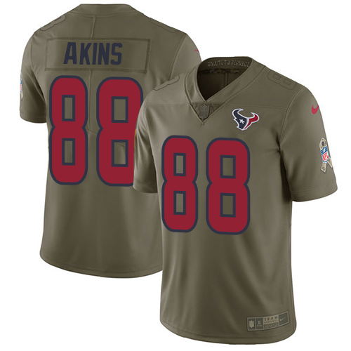 Nike Texans #88 Jordan Akins Olive Youth Stitched NFL Limited 2017 Salute To Service Jersey