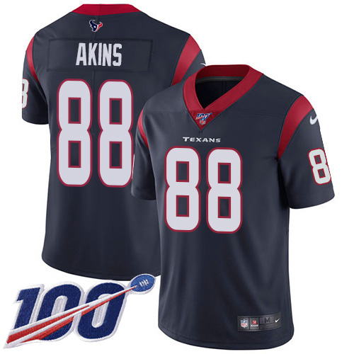 Nike Texans #88 Jordan Akins Navy Blue Team Color Youth Stitched NFL 100th Season Vapor Untouchable Limited Jersey