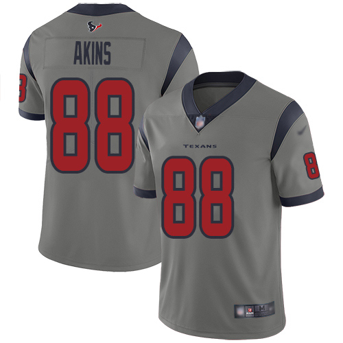 Nike Texans #88 Jordan Akins Gray Youth Stitched NFL Limited Inverted Legend Jersey
