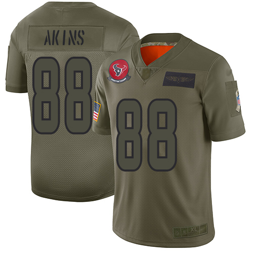 Nike Texans #88 Jordan Akins Camo Youth Stitched NFL Limited 2019 Salute To Service Jersey