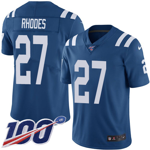 Nike Colts #27 Xavier Rhodes Royal Blue Team Color Youth Stitched NFL 100th Season Vapor Untouchable Limited Jersey