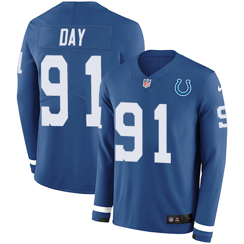 Nike Colts #91 Sheldon Day Royal Blue Team Color Youth Stitched NFL Limited Therma Long Sleeve Jersey