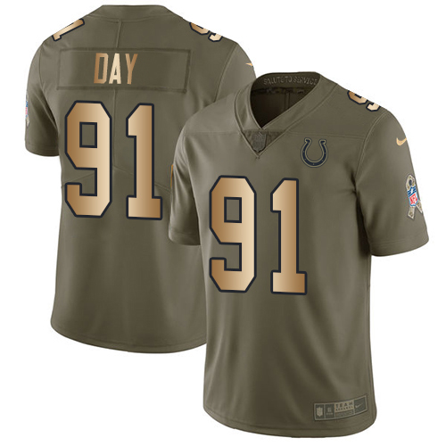 Nike Colts #91 Sheldon Day Olive/Gold Youth Stitched NFL Limited 2017 Salute To Service Jersey