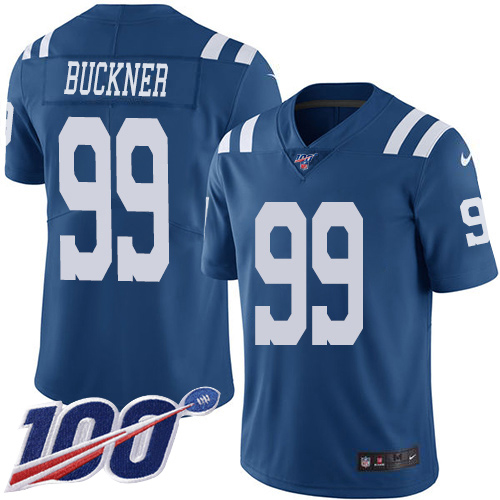 Nike Colts #99 DeForest Buckner Royal Blue Youth Stitched NFL Limited Rush 100th Season Jersey