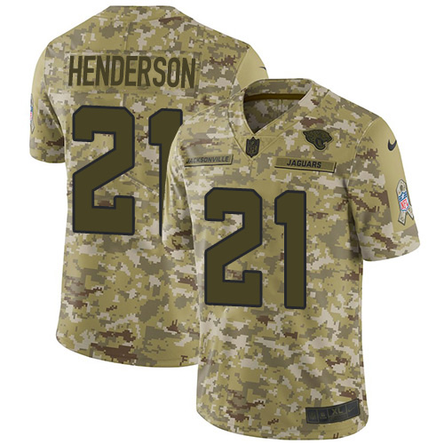 Nike Jaguars #21 C.J. Henderson Camo Youth Stitched NFL Limited 2018 Salute To Service Jersey